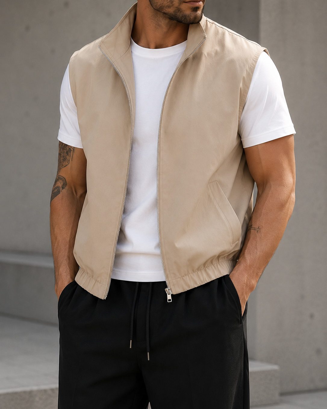 トップス Pillings unstable vest light beige Lightweight Zip Vest - Beige - Urban Boutique